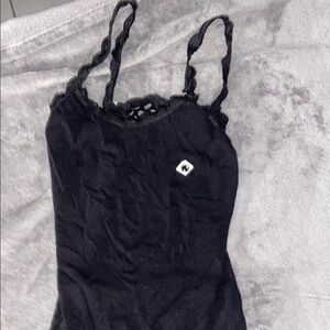 Elegant Black Lace Trim Women's Top